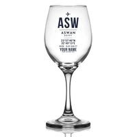 Thumbnail for Aswan International Airport (ASW) Glasses - ID Tag + Name - Wine Glass
