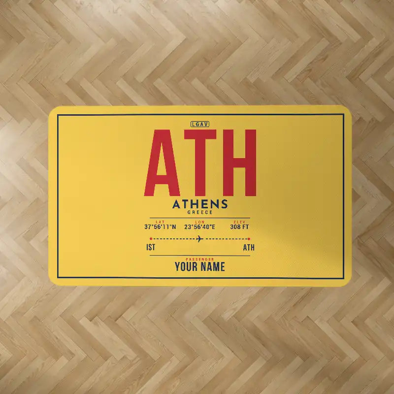 Athens International Eleftherios Venizelos Airport (ATH) Carpets - Carpet Rectangle - ID Tag + Name - Yellow V2