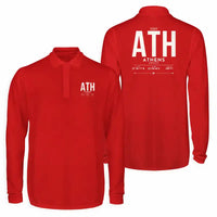 Thumbnail for Athens International Eleftherios Venizelos Airport (ATH) Premium Polo T-Shirts - Tag - Long Sleeve - Red