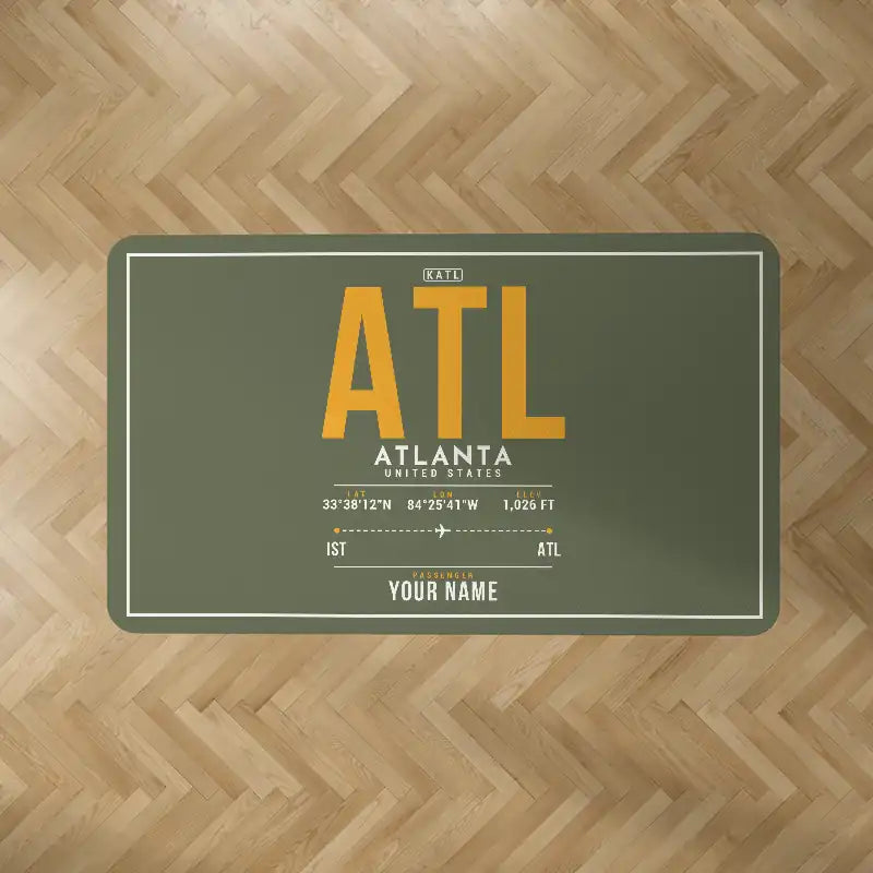 Atlanta Hartsfield-Jackson International Airport (ATL) Carpets - Carpet Rectangle - ID Tag + Name - Green Army V2