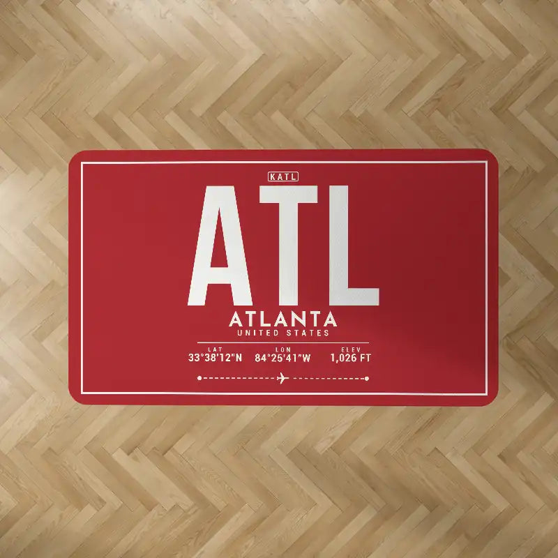 Atlanta Hartsfield-Jackson International Airport (ATL) Carpets - Carpet Rectangle - ID Tag - Red V2