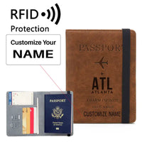 Thumbnail for Atlanta Hartsfield-Jackson International Airport (ATL) Leather Wallets - Passport Wallet - Code
