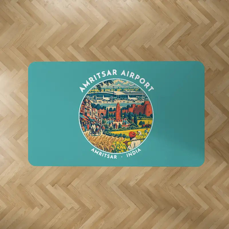 Sri Guru Ram Dass Jee International Airport Amritsar (ATQ) Carpets - Carpet Rectangle - Badge - Turquoise V2