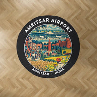Thumbnail for Sri Guru Ram Dass Jee International Airport Amritsar (ATQ) Carpets - Carpet Round - Badge - Black V2
