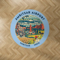Thumbnail for Sri Guru Ram Dass Jee International Airport Amritsar (ATQ) Carpets - Carpet Round - Badge - Light Blue V2