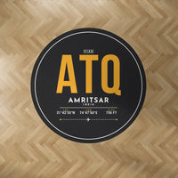 Thumbnail for Sri Guru Ram Dass Jee International Airport Amritsar (ATQ) Carpets - Carpet Round - ID Tag - Black V2
