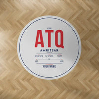 Thumbnail for Sri Guru Ram Dass Jee International Airport Amritsar (ATQ) Carpets - Carpet Round - ID Tag + Name - Light Gray V2