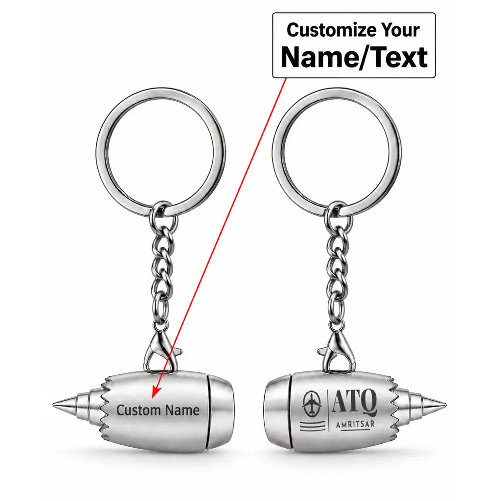 ATQ - Engine Key Chain - Silver + Name