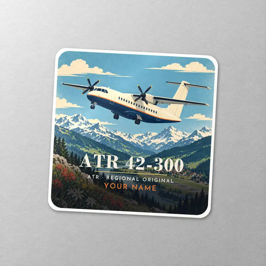 ATR 42-300 - 3D + Name - Square Sticker - Close-up