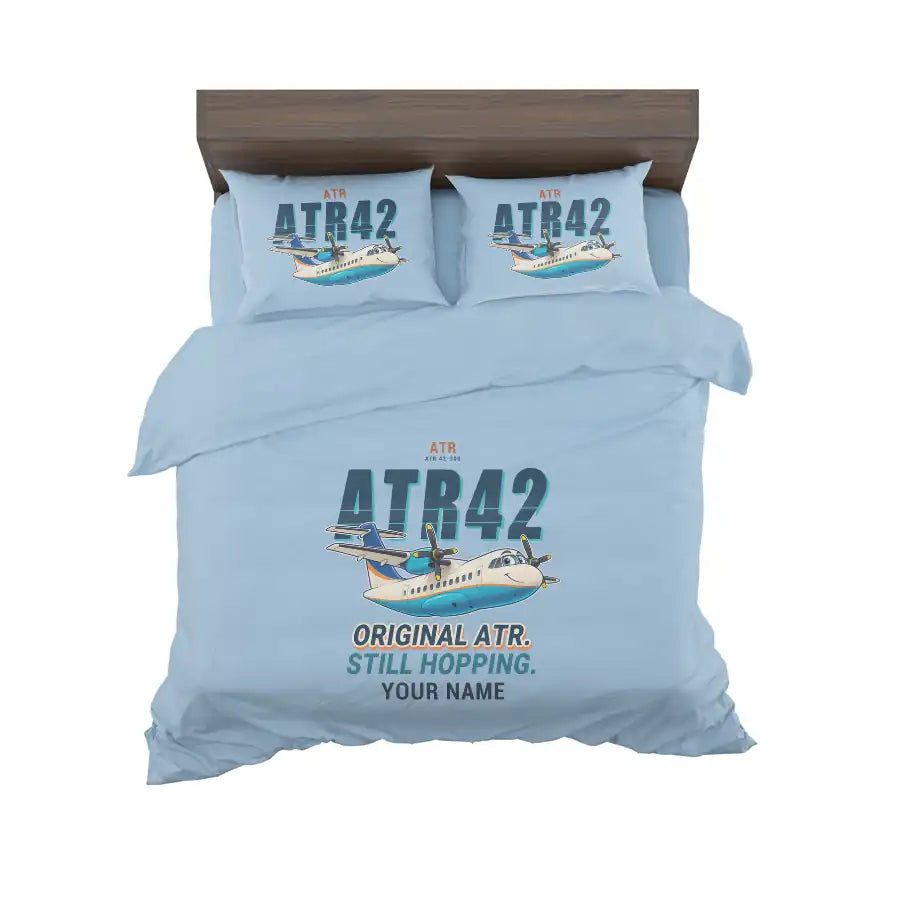 ATR 42-300 - Cartoon + Name - Bedding Set - Light Blue