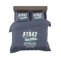 Thumbnail for ATR 42-300 - Cartoon + Name - Bedding Set - Navy Blue