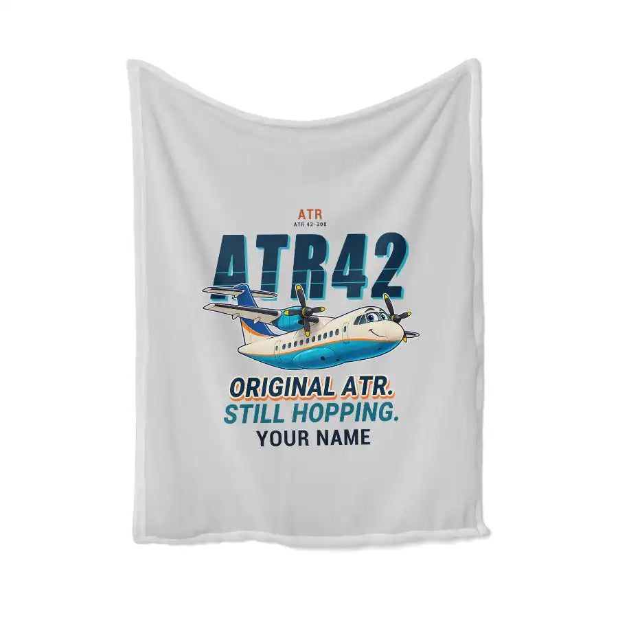 ATR 42-300 - Cartoon + Name - Blanket - Light Gray