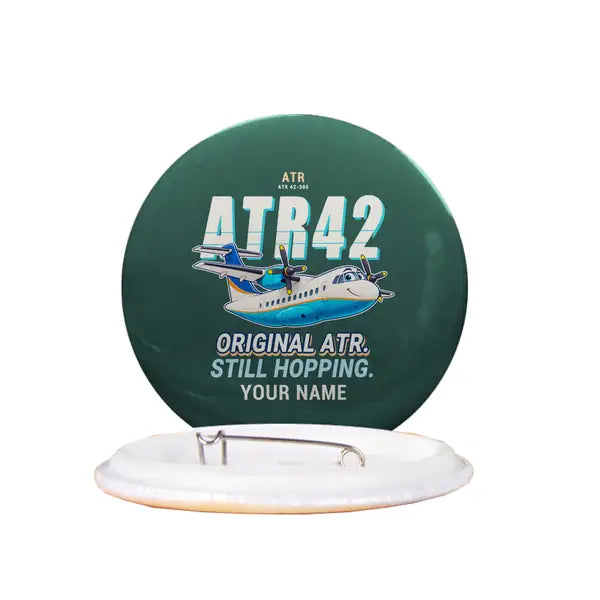 ATR 42-300 - Cartoon + Name - Pin - Dark Green