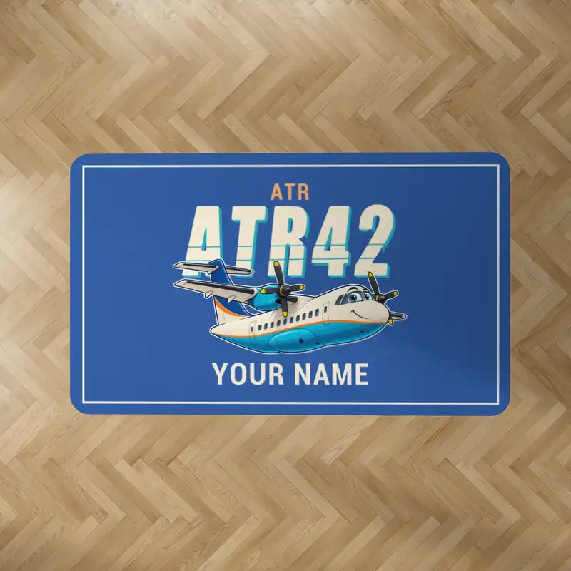ATR 42-300 - Cartoon + Name - Rectangle Carpet - Blue