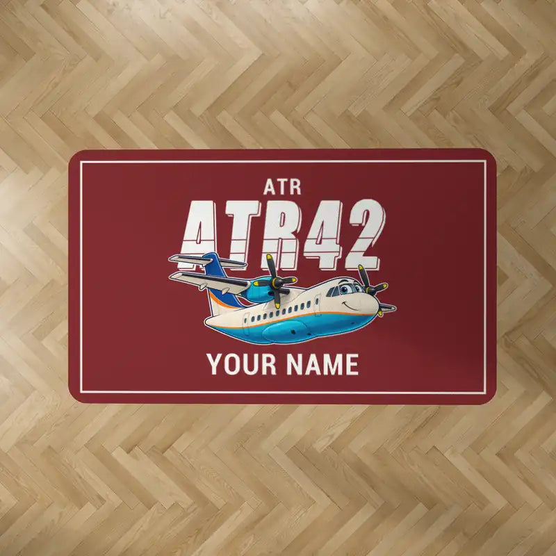 ATR 42-300 - Cartoon + Name - Rectangle Carpet - Dark Red