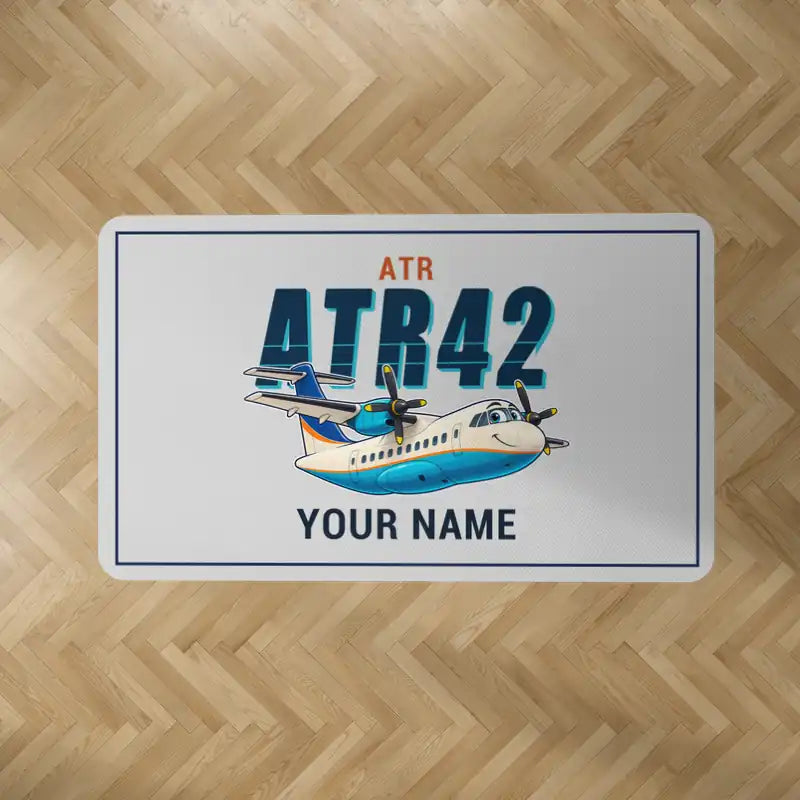 ATR 42-300 - Cartoon + Name - Rectangle Carpet - Light Gray