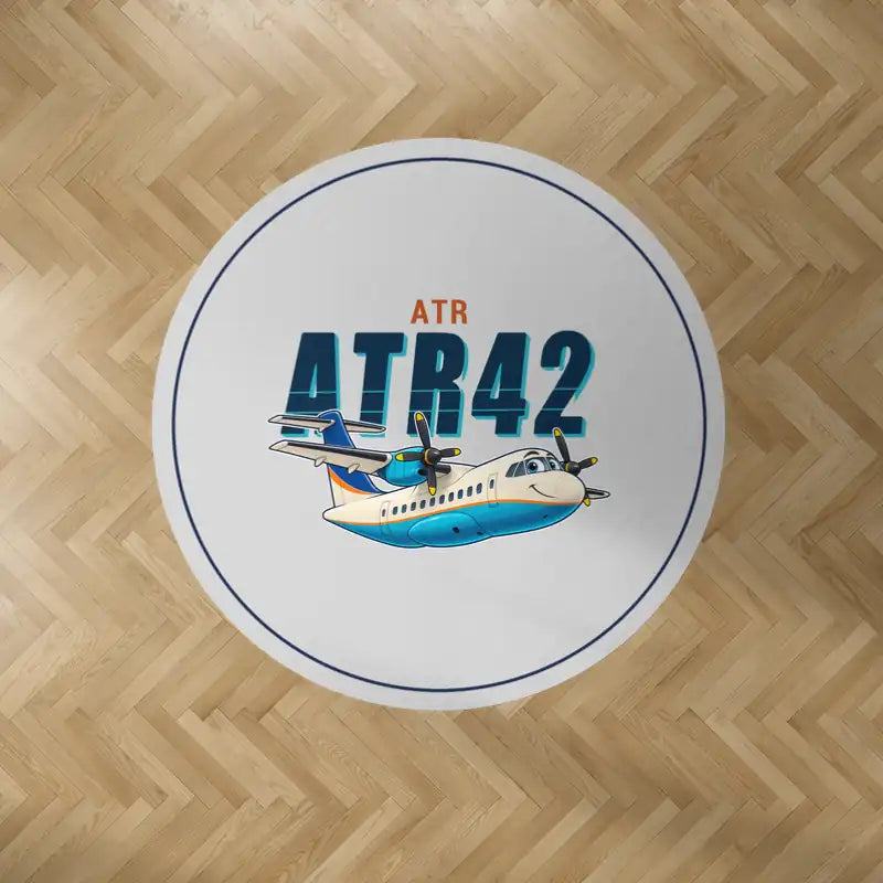 ATR 42-300 - Cartoon - Round Carpet - Light Gray