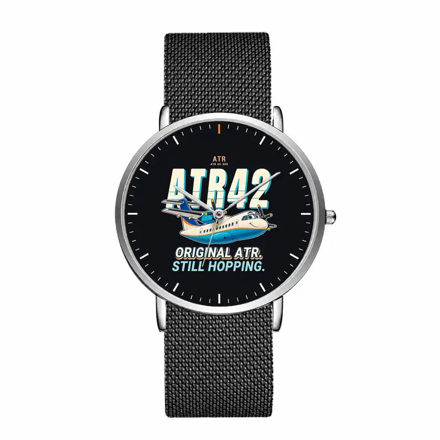 ATR 42-300 - Cartoon - Slim Mesh - Silver and Black Stainless Steel Strap