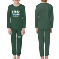 Thumbnail for ATR 42-300 - Children Pajamas - Cartoon Chest + Name - Dark Green