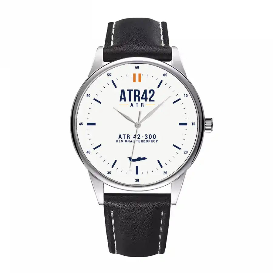 ATR 42-300 - Classic - White - Leather Strap - Black Leather Strap