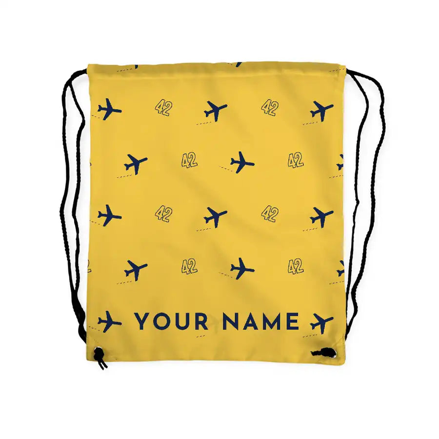 ATR 42-300 - Drawstring Bag - 3D Pattern + Name - Yellow