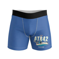 Thumbnail for ATR 42-300 - Men Boxers - Cartoon + Name - Blue