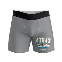 Thumbnail for ATR 42-300 - Men Boxers - Cartoon + Name - Gray