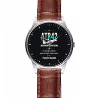 Thumbnail for ATR 42-300 - Original + Name - Leather Strap - Striped Brown Leather Strap