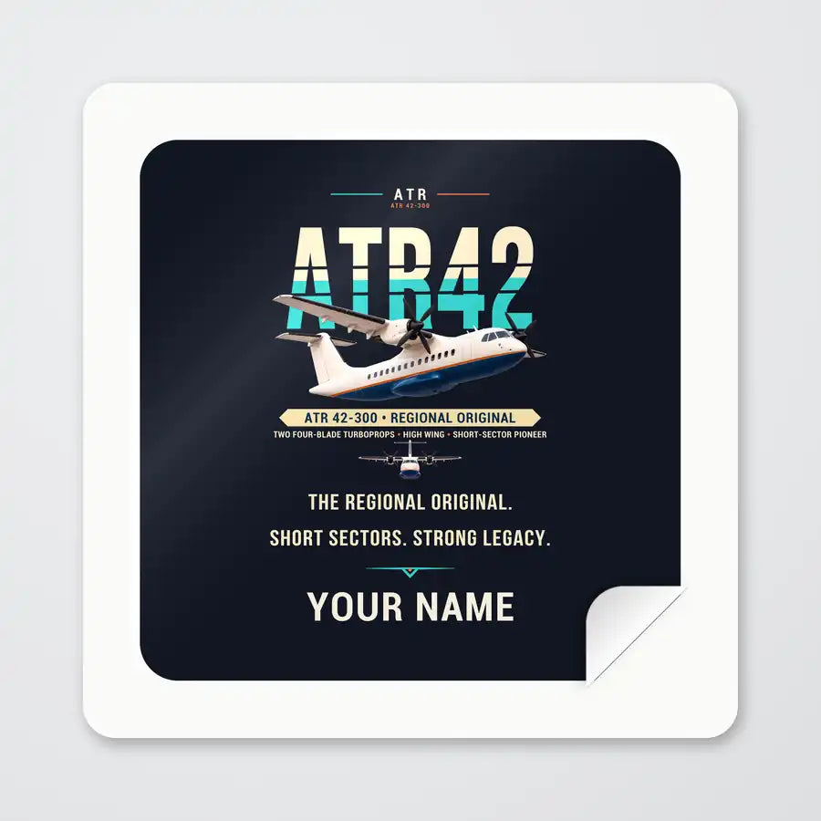 ATR 42-300 - Original + Name - Square Sticker - Peel