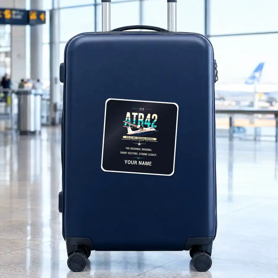 ATR 42-300 - Original + Name - Square Sticker - Suitcase