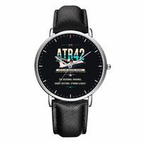 Thumbnail for ATR 42-300 - Original - Slim Leather - Silver and Black Leather Strap