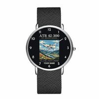 Thumbnail for ATR 42-300 - Poster + Name - Slim Mesh - Silver and Black Stainless Steel Strap