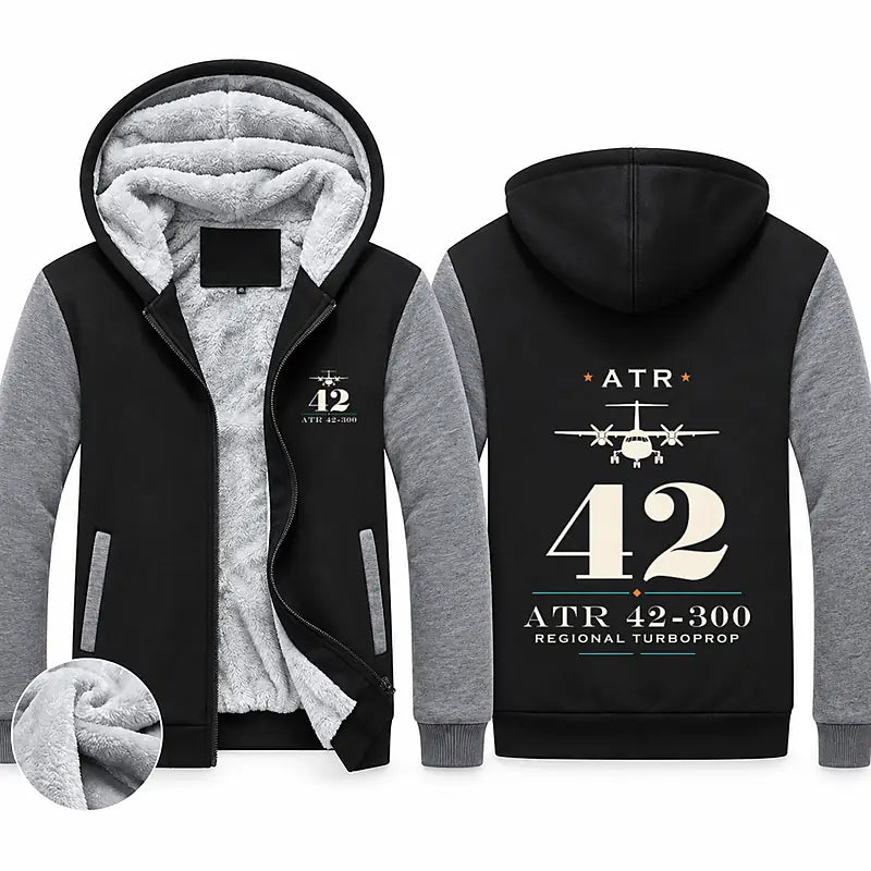 ATR 42-300 Zipped Sweatshirts - Heritage - Black & Gray
