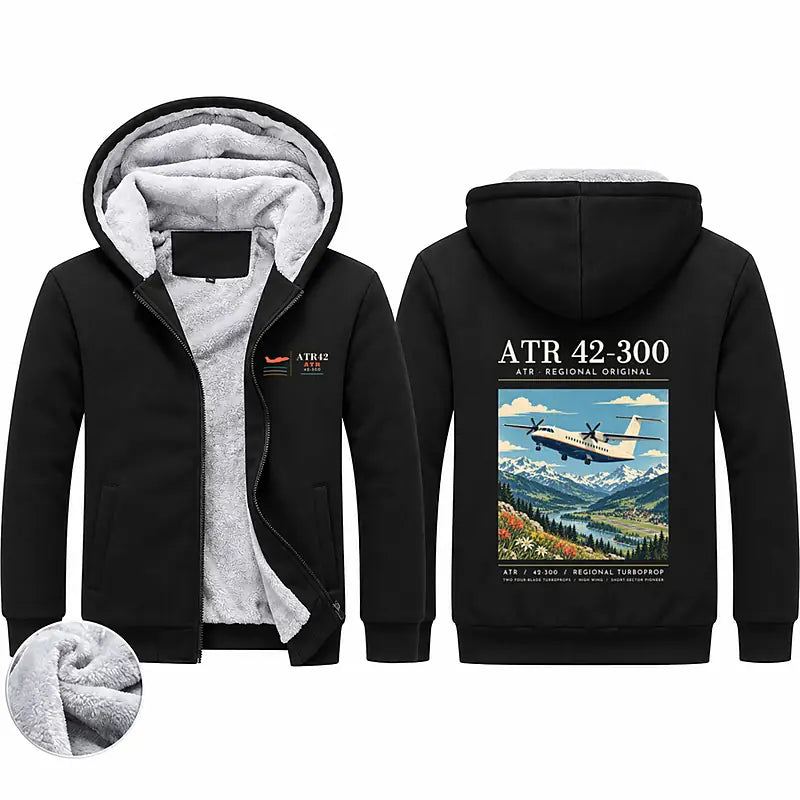 ATR 42-300 Zipped Sweatshirts - Poster - Black
