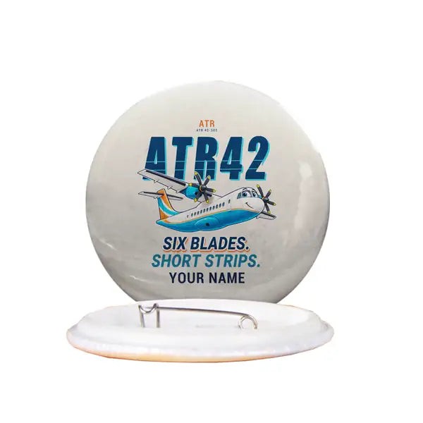 ATR 42-500 - Cartoon + Name - Pin - Beige