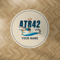 Thumbnail for ATR 42-500 - Cartoon + Name - Round Carpet - Beige