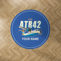 Thumbnail for ATR 42-500 - Cartoon + Name - Round Carpet - Blue