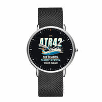 Thumbnail for ATR 42-500 - Cartoon + Name - Slim Mesh - Silver and Black Stainless Steel Strap