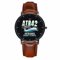 Thumbnail for ATR 42-500 - Cartoon - Slim Leather - Black and Brown Leather Strap