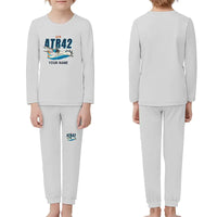 Thumbnail for ATR 42-500 - Children Pajamas - Cartoon Chest + Name - Light Gray