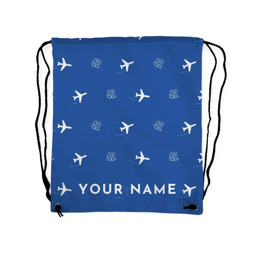 ATR 42-500 - Drawstring Bag - 3D Pattern + Name - Blue