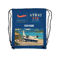 Thumbnail for ATR 42-500 - Drawstring Bag - Classic + Name - Blue