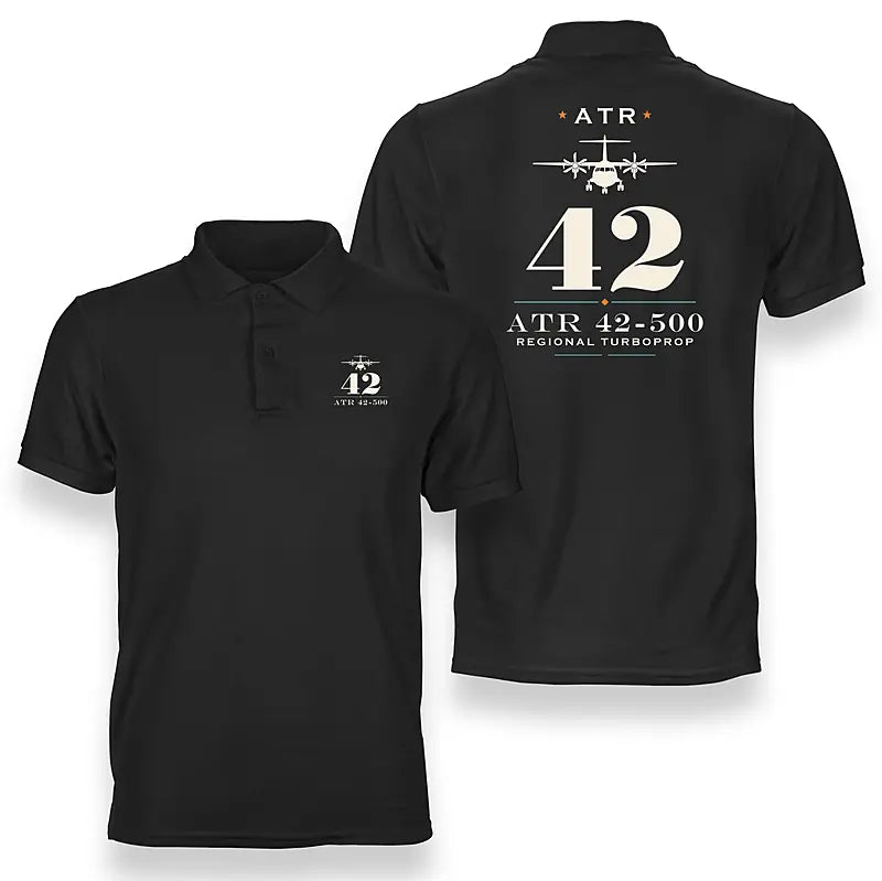 ATR 42-500 - Heritage - Double-Side Polo - Black