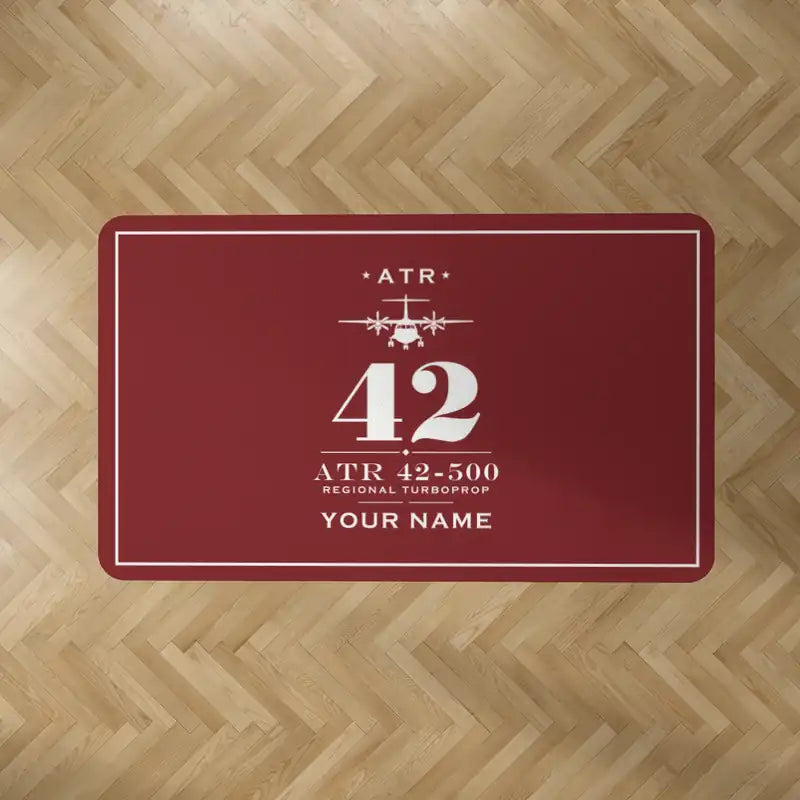 ATR 42-500 - Heritage + Name - Rectangle Carpet - Dark Red