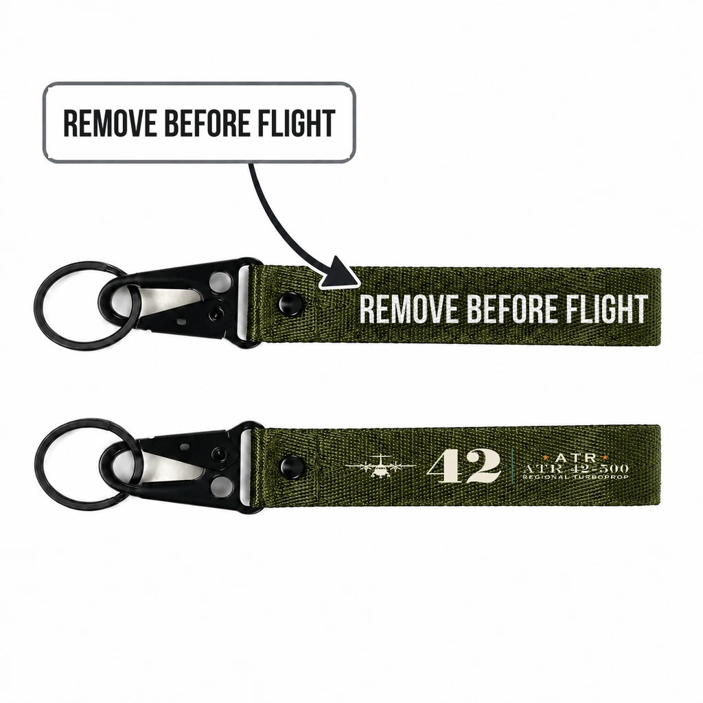ATR 42-500 Hawk-Shaped Key Chains - Dark Green - Heritage - Remove Before Flight