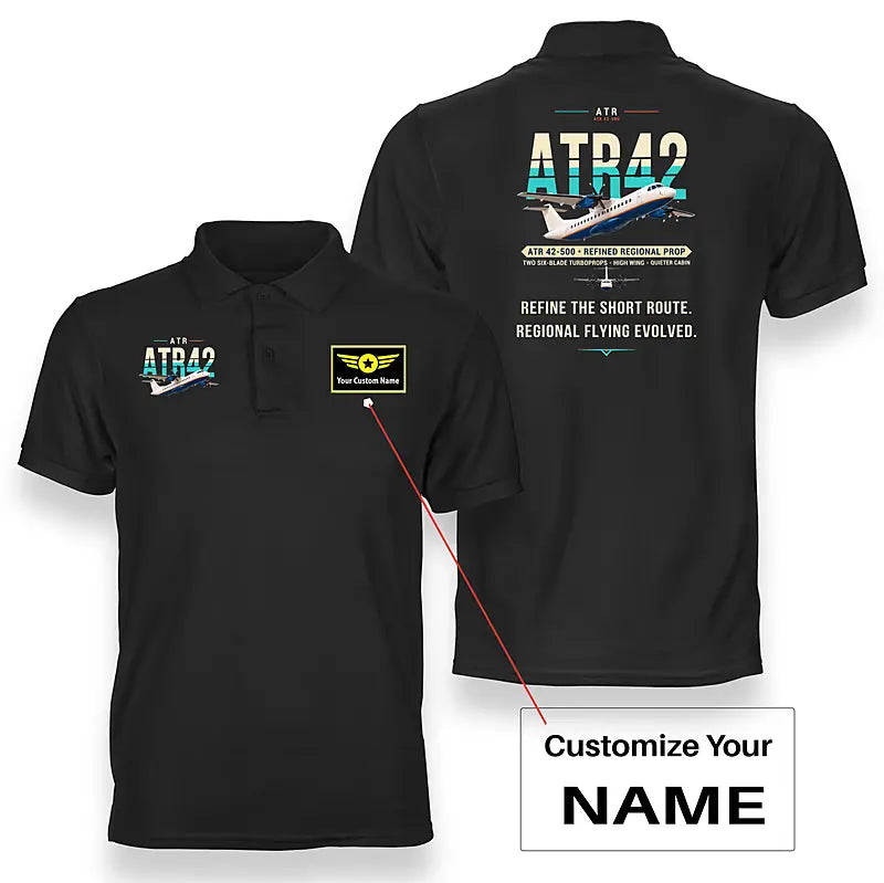 ATR 42-500 - Original - Double-Side Polo - Black + Name