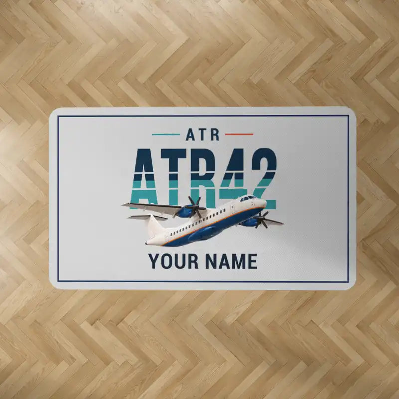 ATR 42-500 - Original + Name - Rectangle Carpet - Light Gray