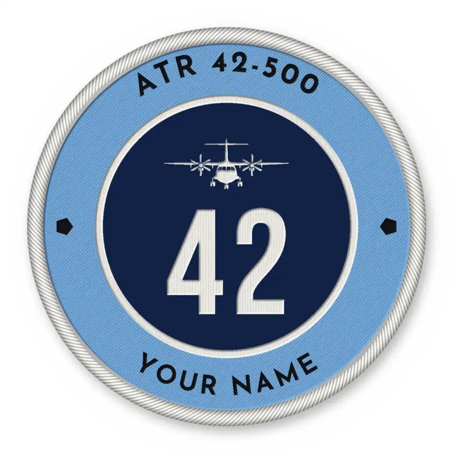 ATR 42-500 Patches - Circle + Name - Sky Navy