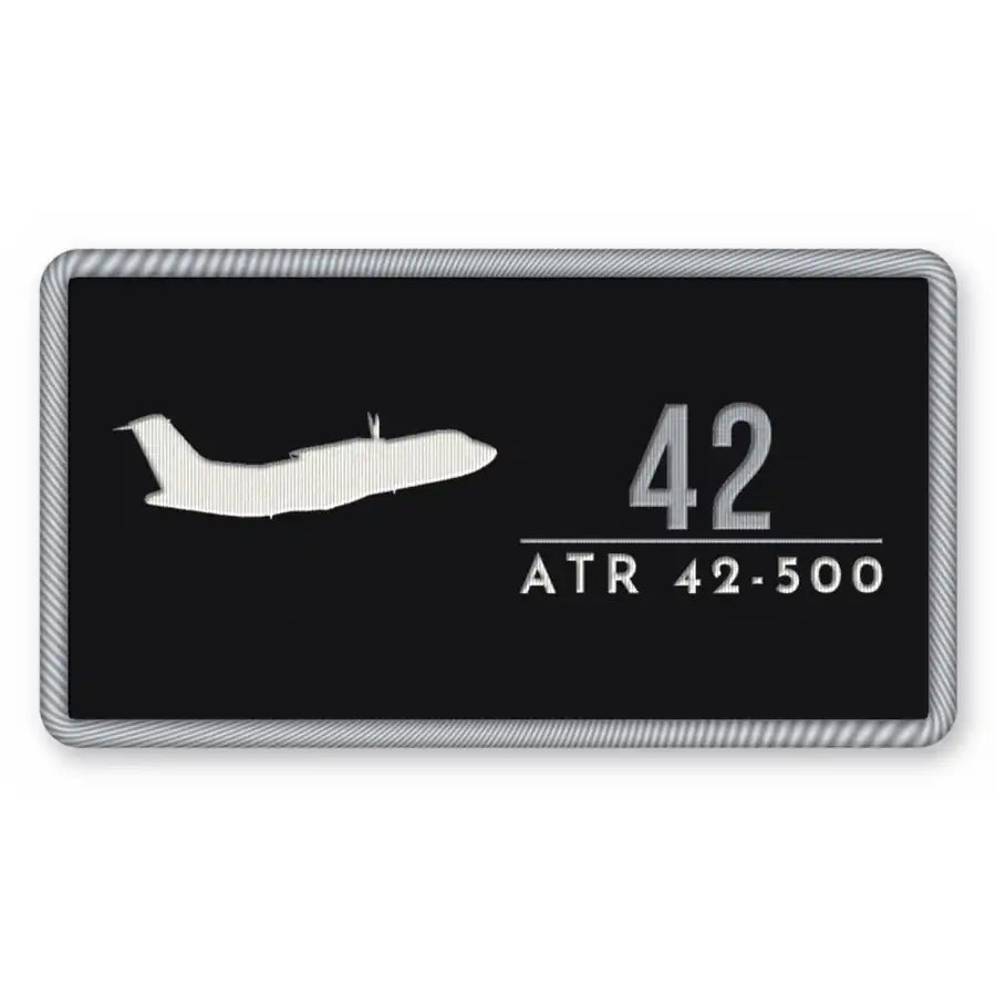 ATR 42-500 Patches - Rectangle - Black Silver