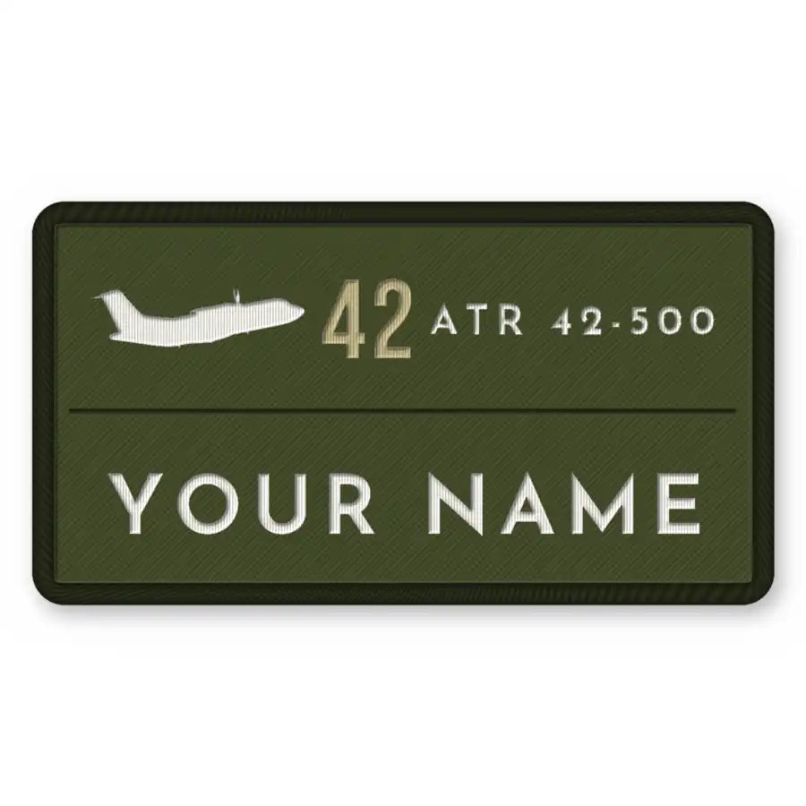 ATR 42-500 Patches - Rectangle + Name - Olive Khaki